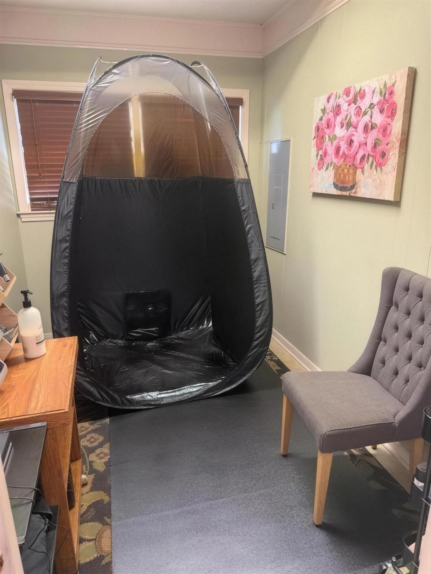 Private spray tan room at Belovese Med Spa